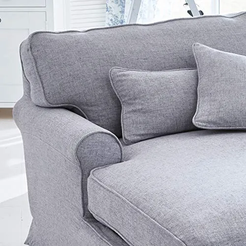 Loberon Chaise Longue Compton - H/L/P env. 89/105 / 157 cm - Bleu Clair - pin, Bouleau, Viscose, Lin, Mousse