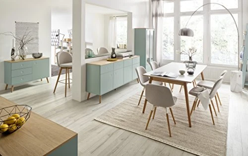 Tenzo Dot Designer Table à Manger rectangulaire, HPL Blanc/Chêne, 180 x 90 x 75 cm