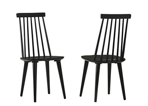 Duhome Chaise Salle à Manger Lot de 2 en Bois laqué Noir Design Retro Chaise scandinave avec Dossier Arrondi modèle Clovis