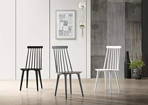 Duhome Chaise Salle à Manger Lot de 2 en Bois laqué Noir Design Retro Chaise scandinave avec Dossier Arrondi modèle Clovis