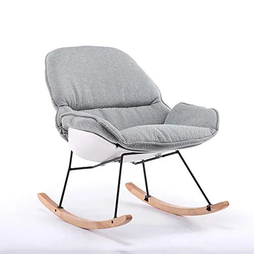 Wenzhihua Fauteuil à Bascule Fauteuil à Bascule Rocker Relax Chaise Longue Chaise inclinable Chaise de détente Confortable siège rembourré (Couleur : Gris, Taille : 90x74cm)