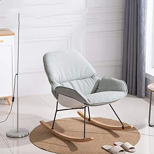 Wenzhihua Fauteuil à Bascule Fauteuil à Bascule Rocker Relax Chaise Longue Chaise inclinable Chaise de détente Confortable siège rembourré (Couleur : Gris, Taille : 90x74cm)