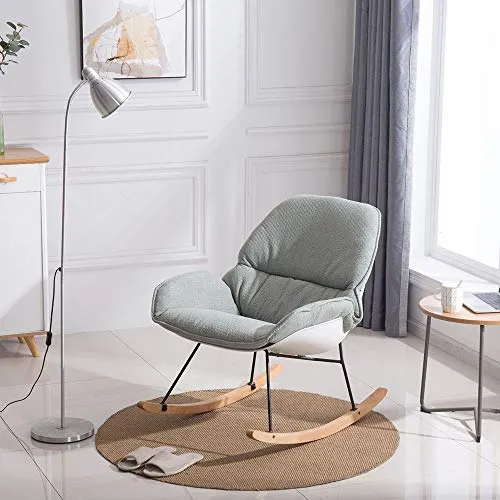Wenzhihua Fauteuil à Bascule Fauteuil à Bascule Rocker Relax Chaise Longue Chaise inclinable Chaise de détente Confortable siège rembourré (Couleur : Gris, Taille : 90x74cm)
