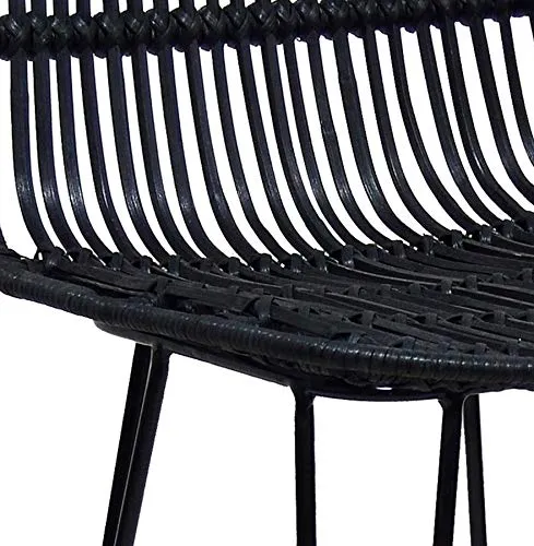 Alterego Tabouret de Bar Design 'BOCADIA' en rotin Noir