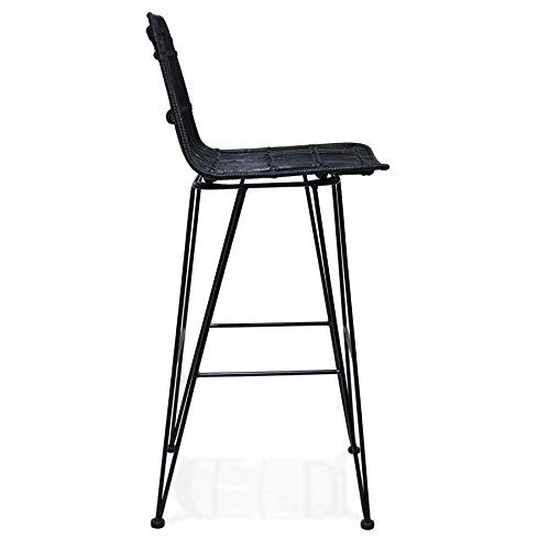 Alterego Tabouret de Bar Design 'BOCADIA' en rotin Noir
