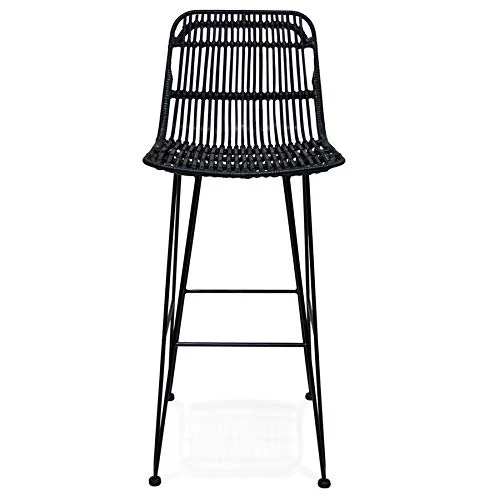 Alterego Tabouret de Bar Design 'BOCADIA' en rotin Noir