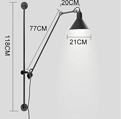 Applique murale LED rotative industrielle américaine rétro Grande taille 120 cm couleur applique murale en métal LED Bing Vision pour éclairage intérieur
