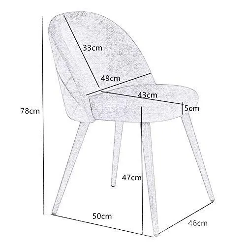 Lot de 2 chaises de salle à manger en velours capitonné avec dossier et pieds en métal pour salle à manger, salon et chambre à coucher, Velours tissu, Vert, 46*46*77cm