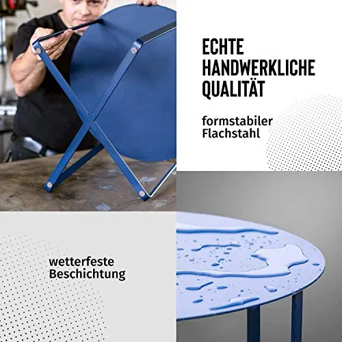 Chaji Kun Set De Table Latérale en Métal for Un Canapé-Jardin Balcon Pêche Et Bleu Foncé - Table Basse Ronde Protection environnementale