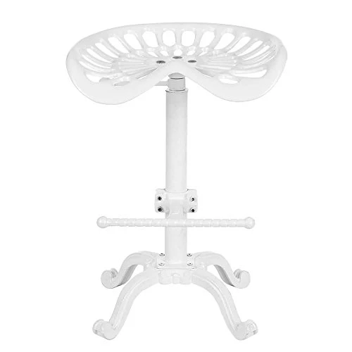 interougehome Tabouret Style siège de Tracteur réglable en Hauteur, Tabouret de Bar - Blanc
