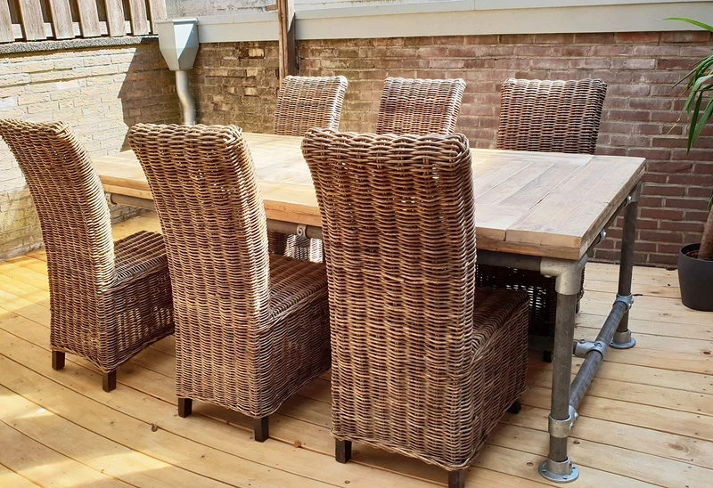 Cosywood moderne Table de style industriel solide Table de salle à manger Bois d'échafaudage Stigerwood vintage Table de jardin Table de conférence 4 Pers. Table 140 (L) x 95 (W) x 78 cm (H)