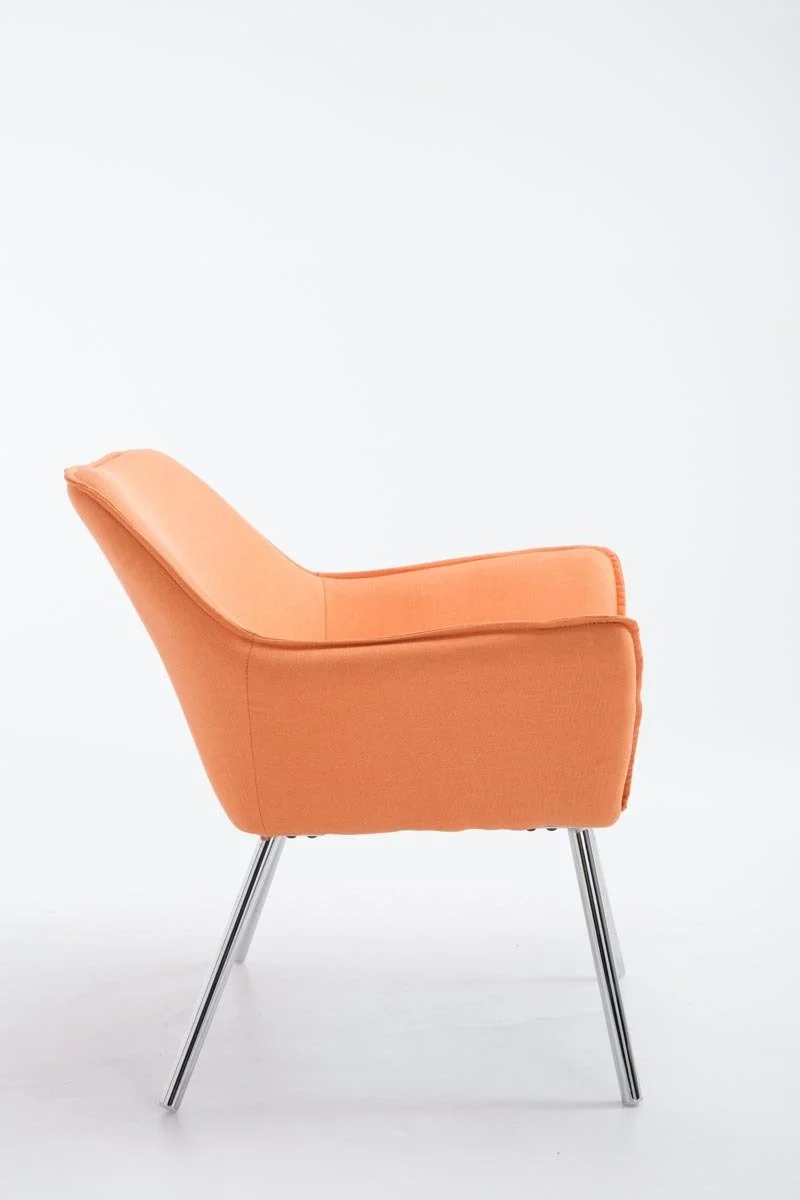 CLP Fauteuil Lounge Design Caracas Tissu I Chaise Confortable Assise et Dossier rembourrés Accoudoir I Fauteuil de Salon Piètement en Métal Orange