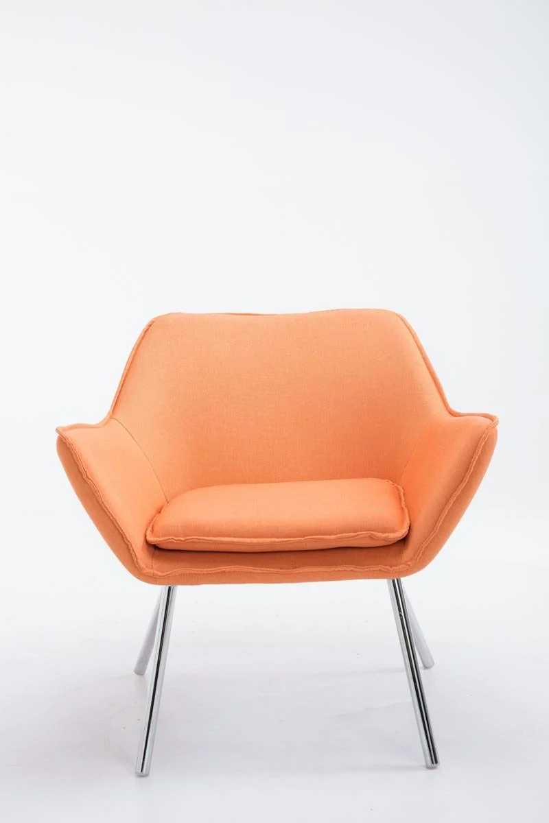 CLP Fauteuil Lounge Design Caracas Tissu I Chaise Confortable Assise et Dossier rembourrés Accoudoir I Fauteuil de Salon Piètement en Métal Orange