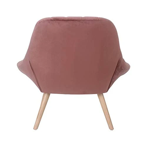 Zons MINAY Fauteuil 1 Place en Velours Rose Style scandinave avec Pieds en Bois