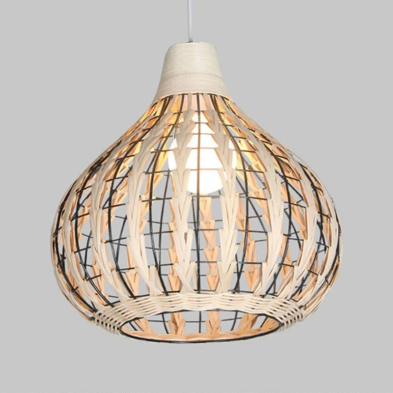 Rotin Lampe Suspendue Suspension Rétro Creative Handwoven Suspensions Réglables Lustre Décoratif Hauteur E27 Restaurant Chambre Salon Café Bar Lampes Suspendues Couloir Magasin,Beige