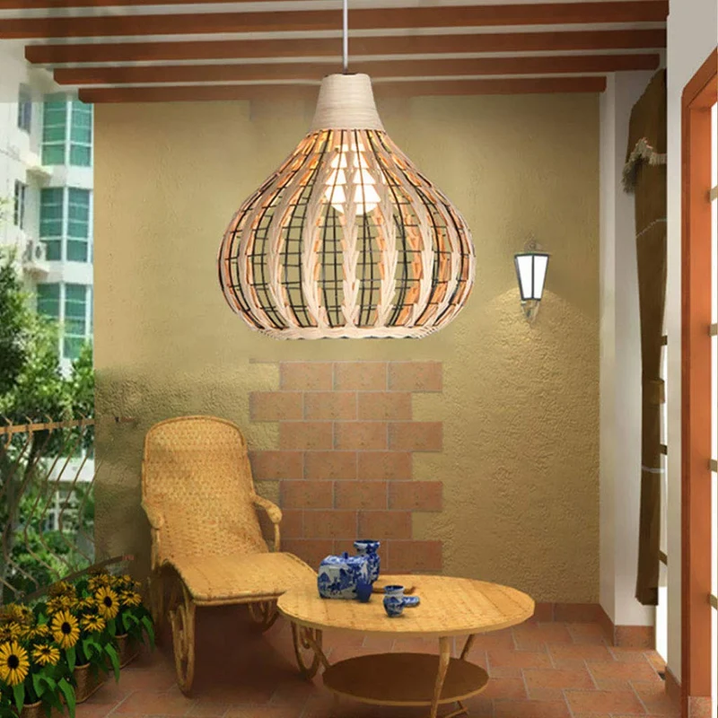 Rotin Lampe Suspendue Suspension Rétro Creative Handwoven Suspensions Réglables Lustre Décoratif Hauteur E27 Restaurant Chambre Salon Café Bar Lampes Suspendues Couloir Magasin,Beige