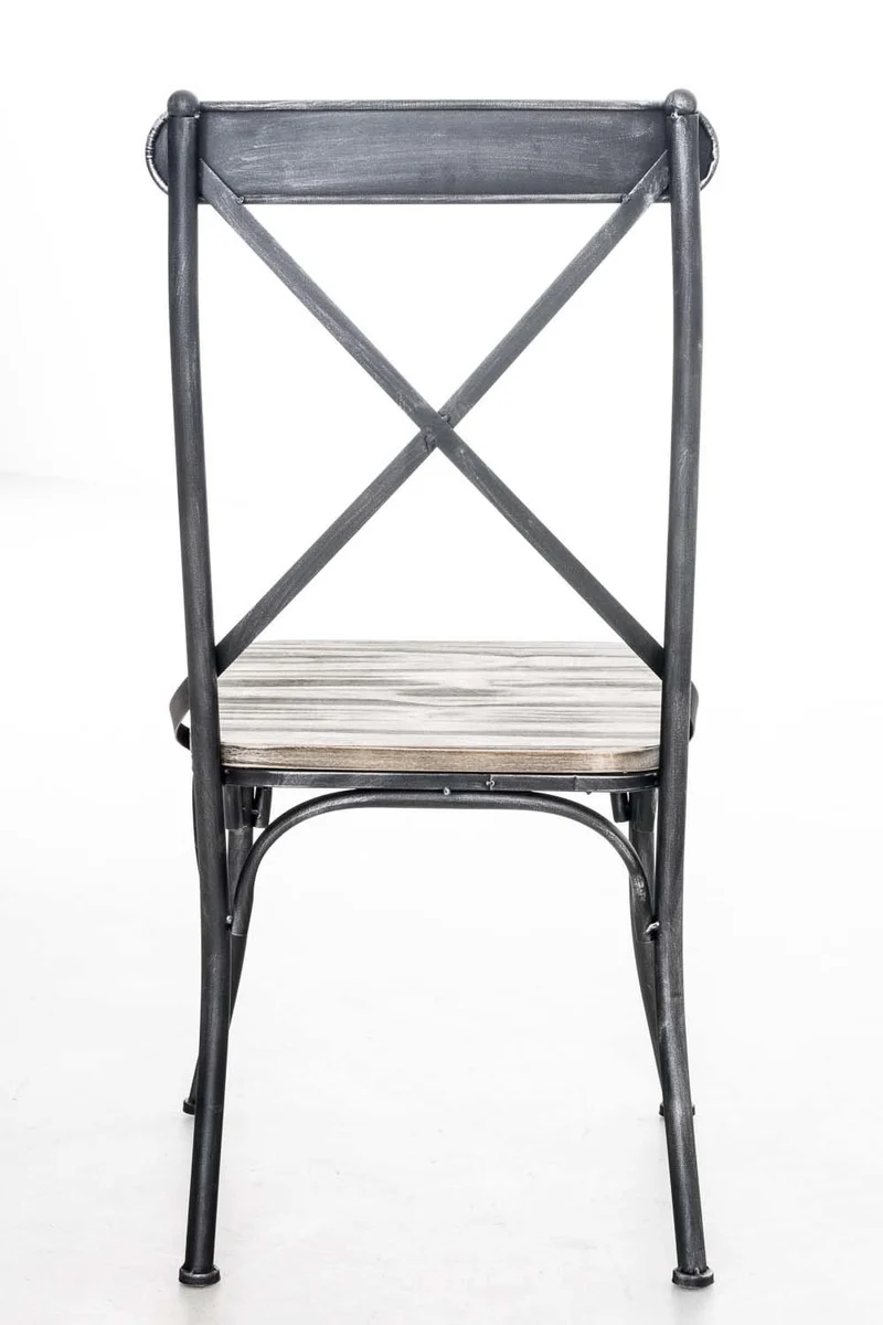 CLP Chaise de Bistro Bromley Chaise Design Industriel - Assise en Bois Piétement en Métal - Idéale pour la Gastronomie - Couleur au Choix : Antique-argenté