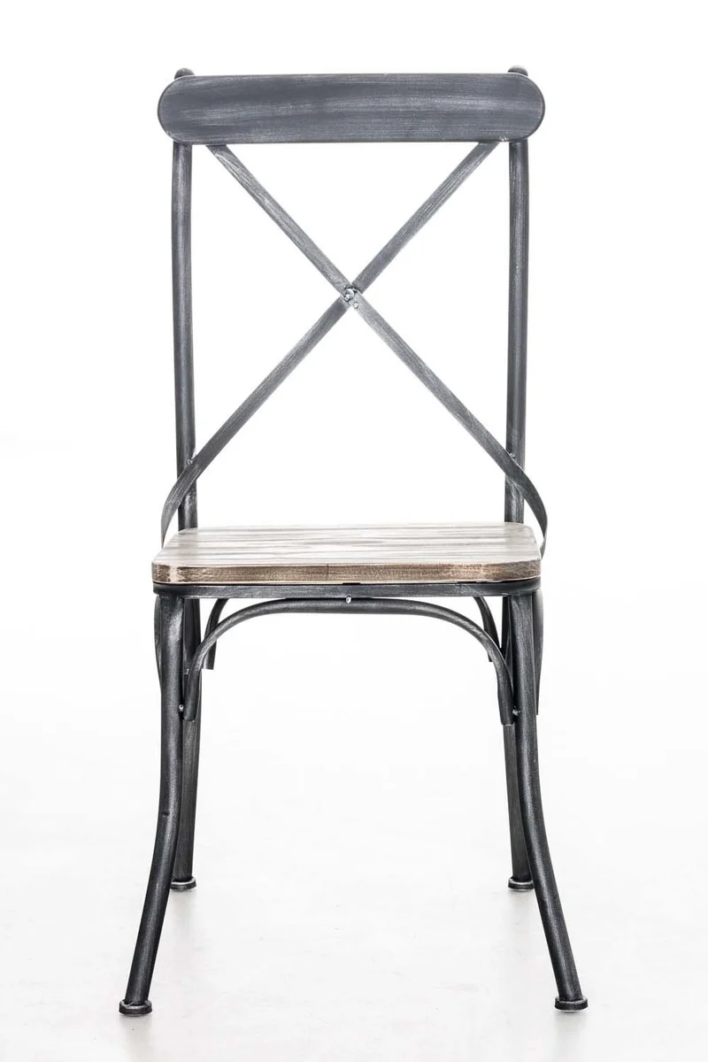 CLP Chaise de Bistro Bromley Chaise Design Industriel - Assise en Bois Piétement en Métal - Idéale pour la Gastronomie - Couleur au Choix : Antique-argenté