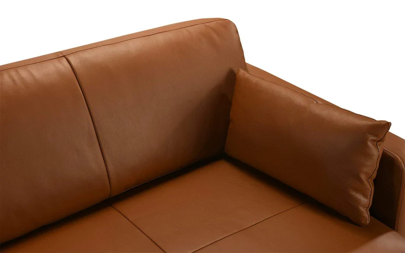 BHDesign HADRIEN - Canapé Moderne Contemporain - Cuir véritable - Marron Clair