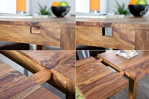DuNord Design Arona Table à Manger Extensible en Bois de Palissandre Massif Jusqu'à 200 cm