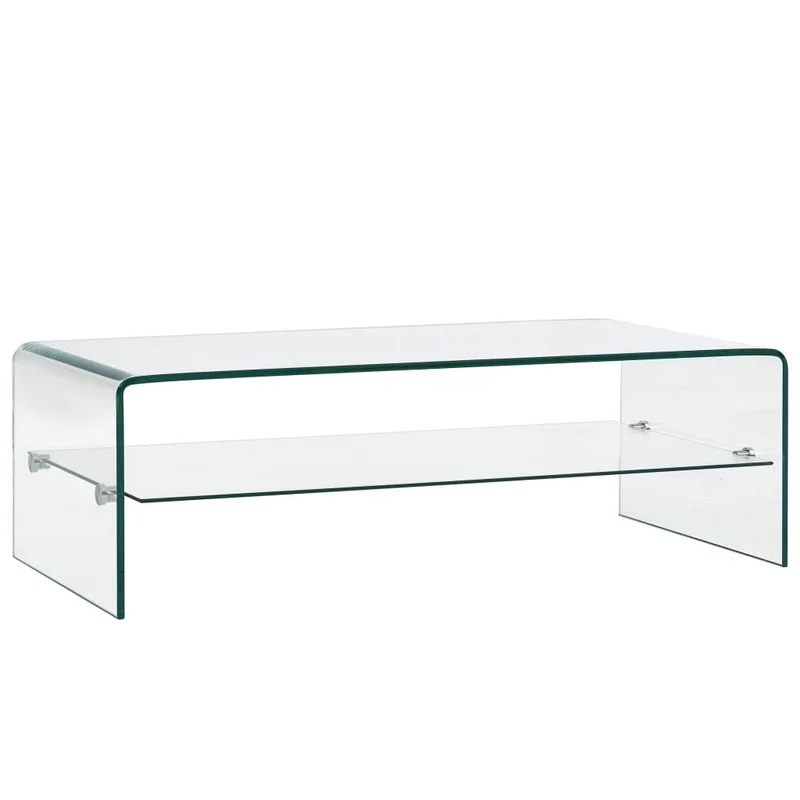 Tidyard Table Basse Verre Trempé | Table Basse Salon 98 x 45 x 31 cm avec 1 Étagère