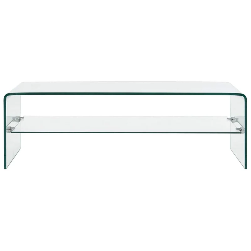Tidyard Table Basse Verre Trempé | Table Basse Salon 98 x 45 x 31 cm avec 1 Étagère