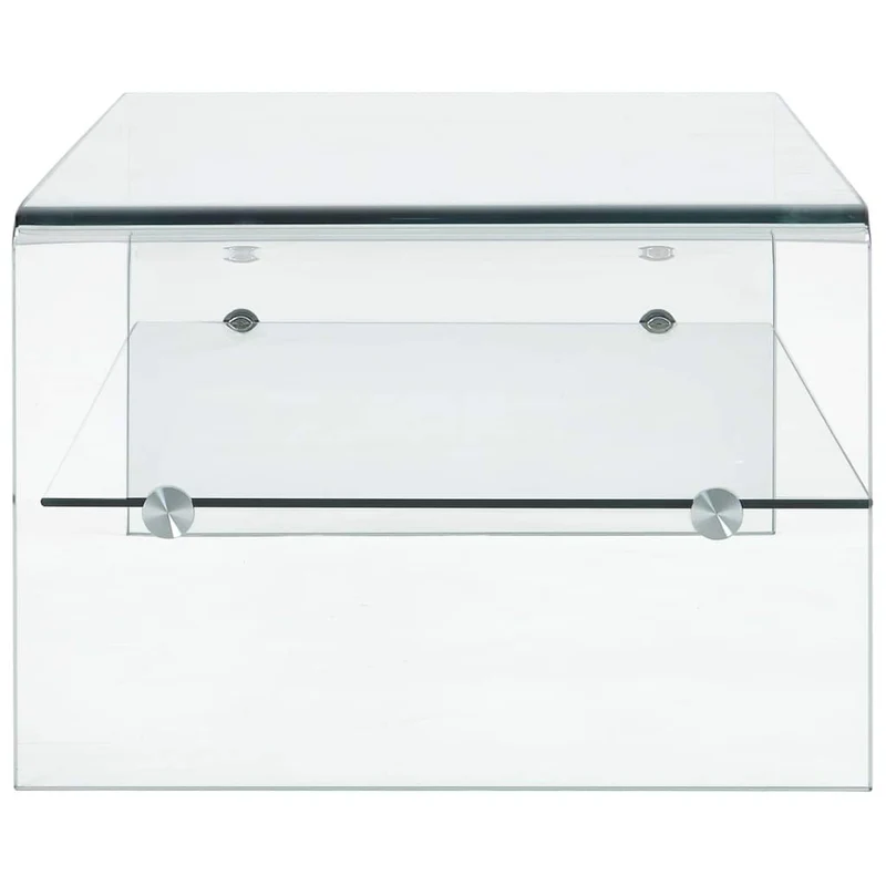 Tidyard Table Basse Verre Trempé | Table Basse Salon 98 x 45 x 31 cm avec 1 Étagère