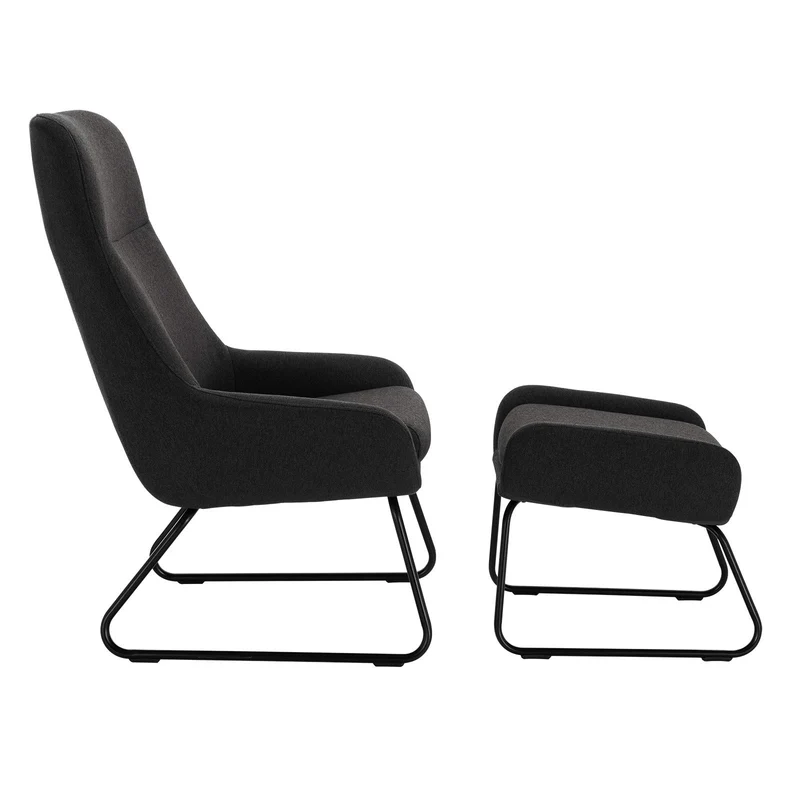 WOLTU SKS17dgr Fauteuil Relaxant avec Tabouret Repose-Pieds Fauteuil TV Relax pour détente rembourré en Tissu, Gris Foncé