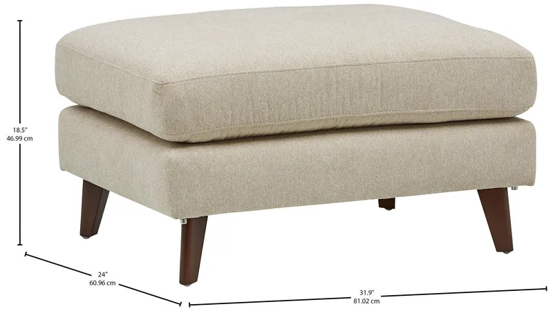 Marque Amazon - Rivet Sloane - Repose-pieds moderne style vintage à pieds en biais, largeur 81,3 cm, Coquille d'-uf