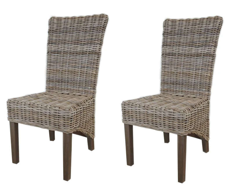 Meubletmoi Lot de 2 Chaises tressées en kubu Naturel de Salle à Manger - Style Osier rotin Exotique Classique Chic - Bora-Bora
