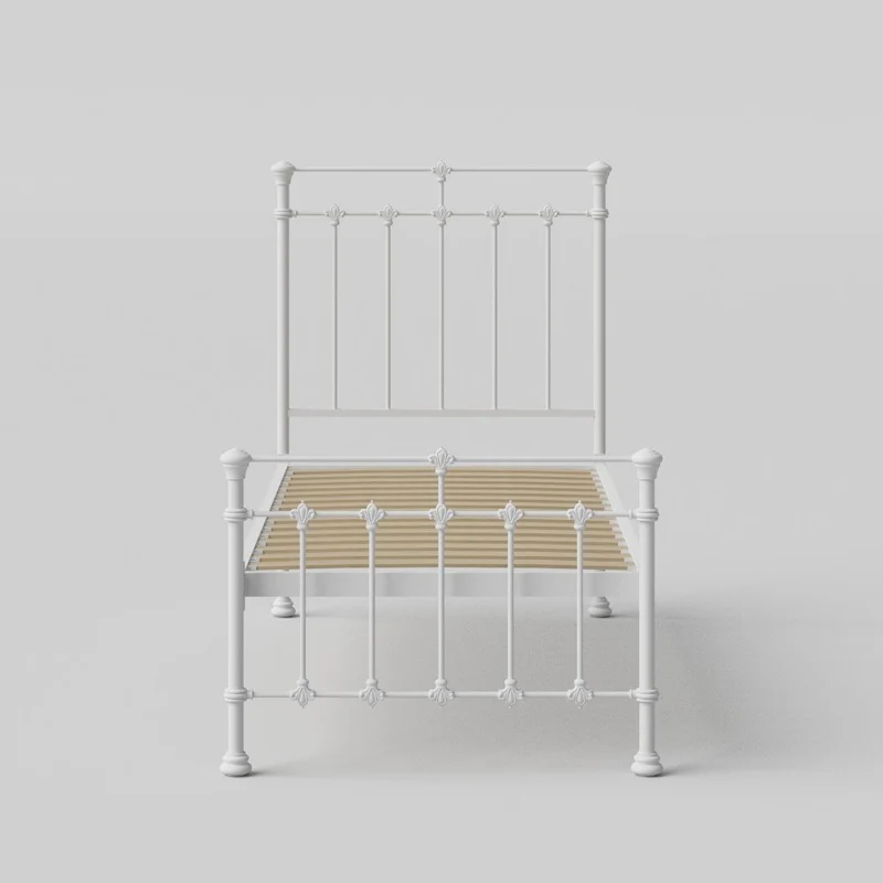 The Original Bed Co. Lit Metal Edwardian Cadre de Lit en Fer avec Sommier à Lattes en Bois 90 x 190 cm Blanc Satiné