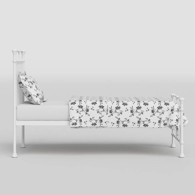 The Original Bed Co. Lit Metal Edwardian Cadre de Lit en Fer avec Sommier à Lattes en Bois 90 x 190 cm Blanc Satiné