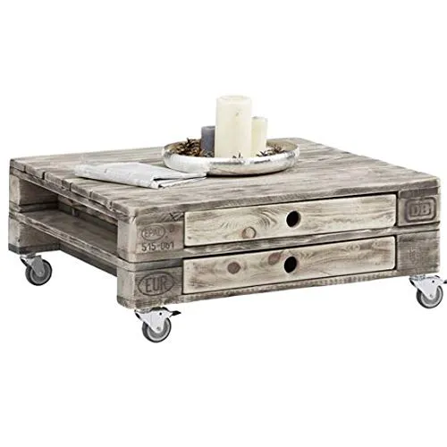 DerPalettenMöbelShop Meubles de Palette Malibu ais Table Basse en Bois européen certifié par Chaque pièce est Unique et fabriquée à la Main en Allemagne