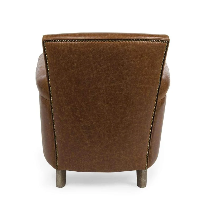 ARREDinITALY Fauteuil Marron Vintage avec revêtement en Similicuir. - Livraison au Plan