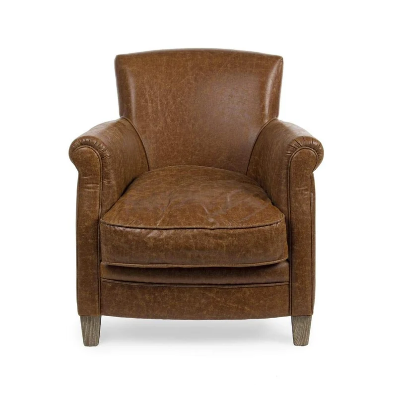 ARREDinITALY Fauteuil Marron Vintage avec revêtement en Similicuir. - Livraison au Plan