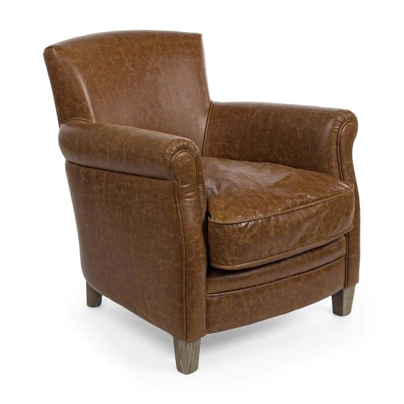 ARREDinITALY Fauteuil Marron Vintage avec revêtement en Similicuir. - Livraison au Plan