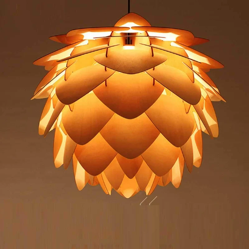 YingZW Décoration Simple Lampe Rétro Bois Naturel Clair Bois tissé à la Main au Plafond en Bois Chambre Salon Plafond Café Bar Couloir,50cm
