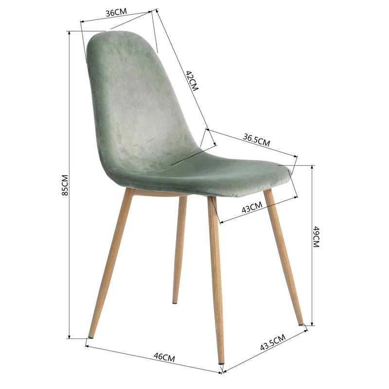 Lot de 2 Chaises Velours Scandinaves,Chaise de Forme Ergonomique avec Dossier Doux et Coussin Incurvé-Pieds en Bois de Hêtre Massif pour Salle à Manger,Patio,Salle de Café,Jaune,44.5*47*85.5cm