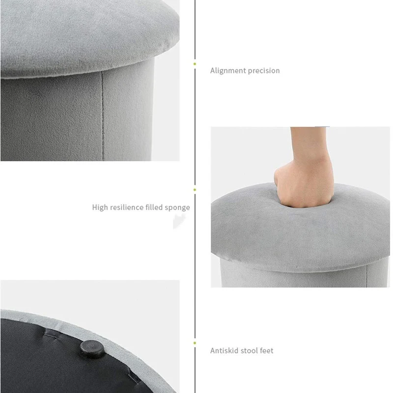 ZMX Banc De Rangement avec Coussin Tabouret Rond Pouf Coffre de Rangement Repose-Pieds,Tabouret Rond en Velours | Pouf Rond | Pouf | Pouf Rond | Banc de Pieds en Plusieurs Couleurs | Design Moderne