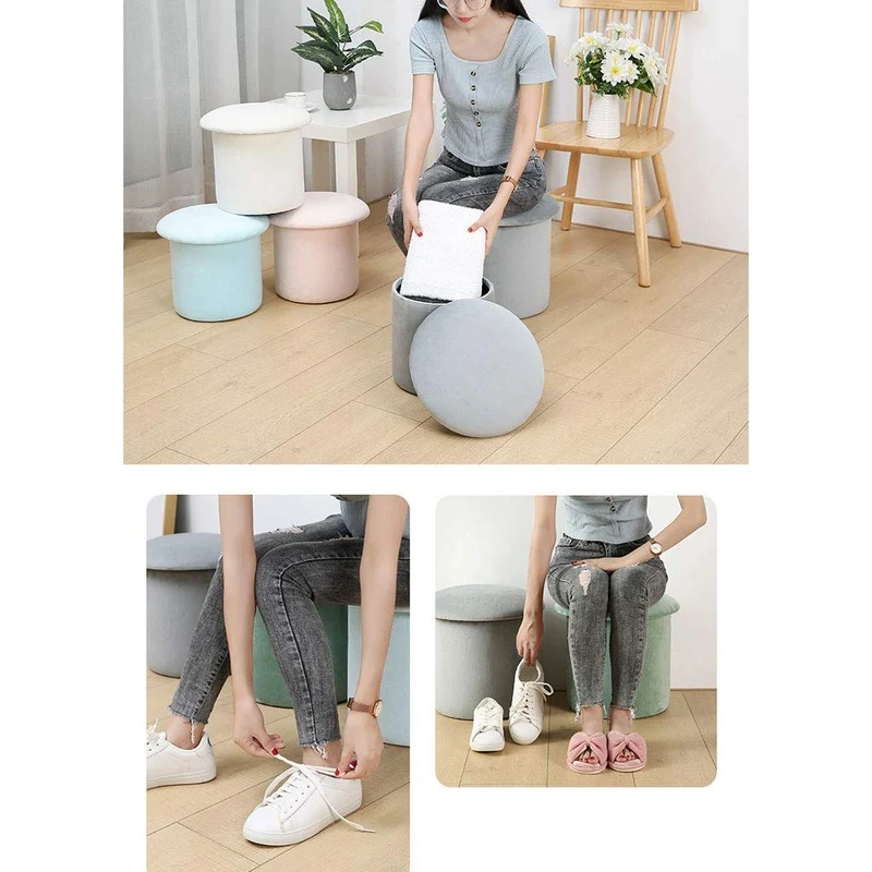 ZMX Banc De Rangement avec Coussin Tabouret Rond Pouf Coffre de Rangement Repose-Pieds,Tabouret Rond en Velours | Pouf Rond | Pouf | Pouf Rond | Banc de Pieds en Plusieurs Couleurs | Design Moderne