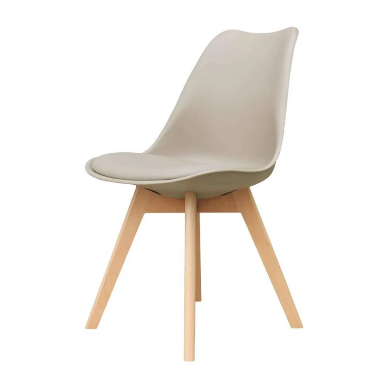 ZONS Lot DE 2 Alba Chaise en PP Taupe Aux Pieds en Bois Style SCANDINAVE,