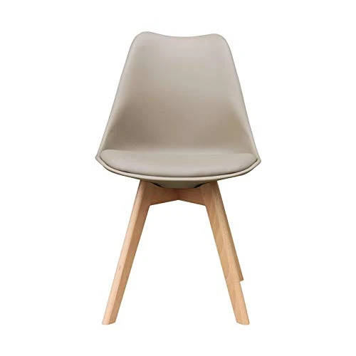 ZONS Lot DE 2 Alba Chaise en PP Taupe Aux Pieds en Bois Style SCANDINAVE,