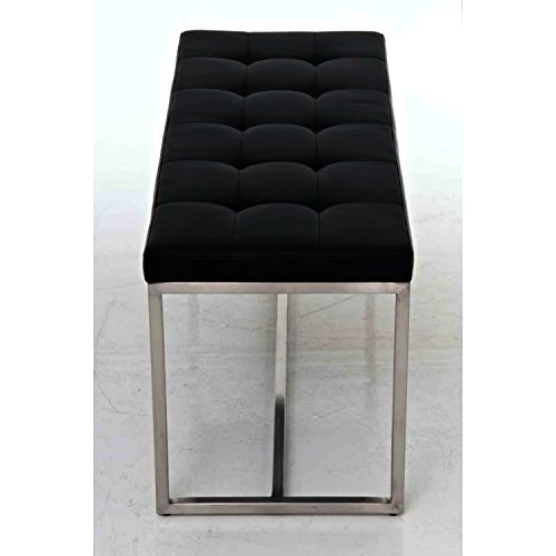 CLP Banc BARCI Similicuir Rembourrage Épais I Banquette De Cuisine Design Moderne I Siège De 2 Places Hauteur Assise 48 cm I Support en Acier Inoxydable Noir