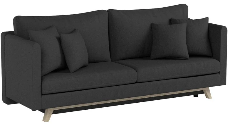 Bobochic TRIPLO Canapé 3 Places Convertible Gris Foncé, 216 x 105 x 76 cm
