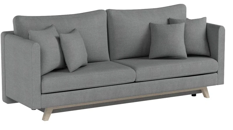 Bobochic TRIPLO Canapé 3 Places Convertible Gris Clair, 216 x 105 x 76 cm