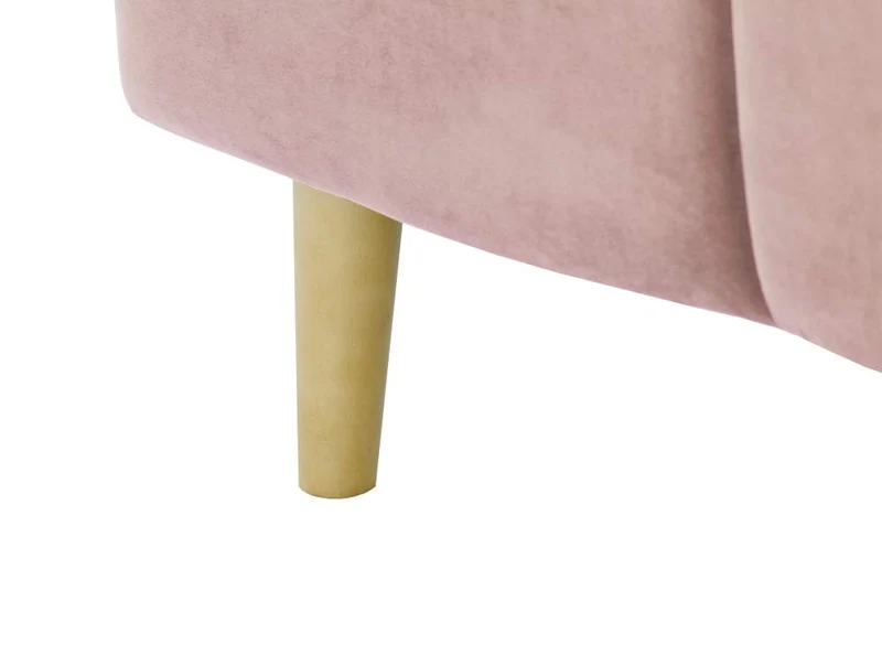 Loungitude Canapé d'angle réversible, convertible en velours rose et pieds bois clair avec coffre