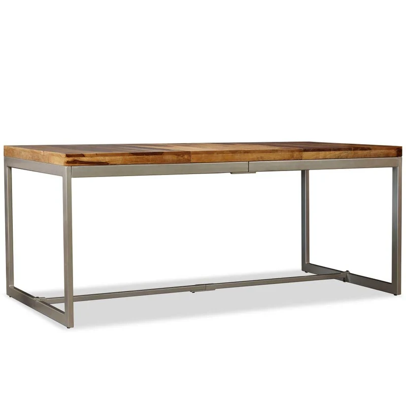 Festnight Table de Salle à Manger en Bois Massif de Sesham et Acier 180 x 90 x 76 cm