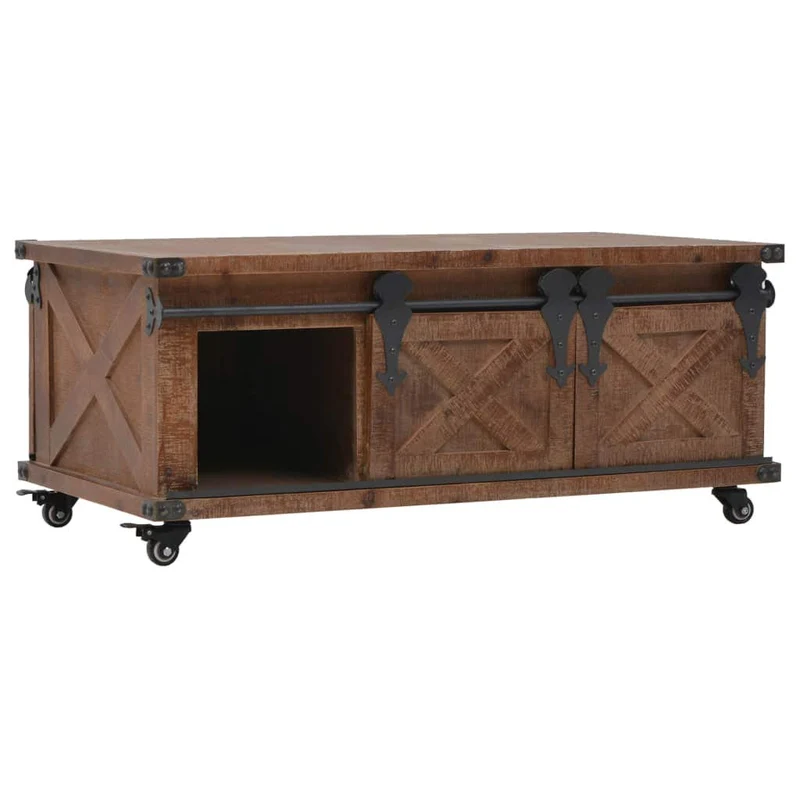 vidaXL Bois de Sapin Massif Table Basse Marron Table d'Appoint Table de Salon