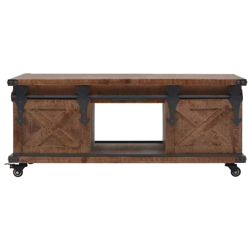 vidaXL Bois de Sapin Massif Table Basse Marron Table d'Appoint Table de Salon