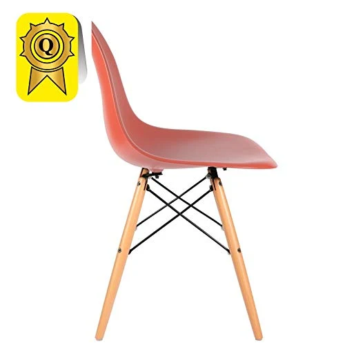 Decopresto 2 x Chaise Design Scandinave Haut: 48 Orange Vintage Pieds Bois Naturel DP-DSWL48-OV-2